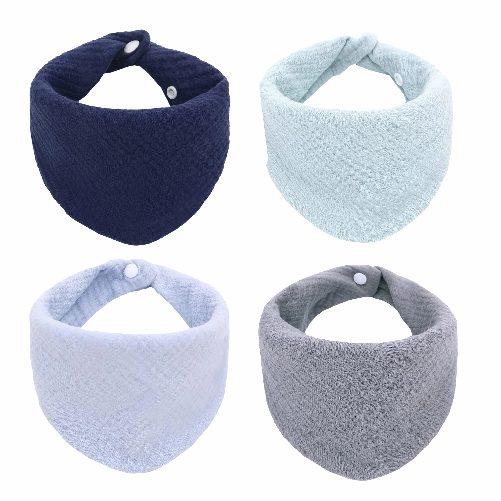 Baby Bandana Dribble śliniaczek, 4 sztuki, muślin, do ślinienia się i ząbkowania, super miękki i chłonny, dla niemowląt, chłopców, dziewcząt, unisex, regulowane guziki, odpowiednie dla dzieci w wieku