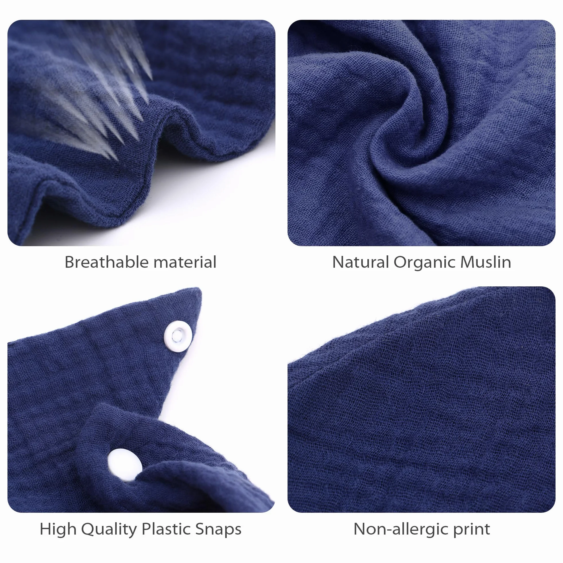 Baby Bandana Dribble śliniaczek, 4 sztuki, muślin, do ślinienia się i ząbkowania, super miękki i chłonny, dla niemowląt, chłopców, dziewcząt, unisex, regulowane guziki, odpowiednie dla dzieci w wieku