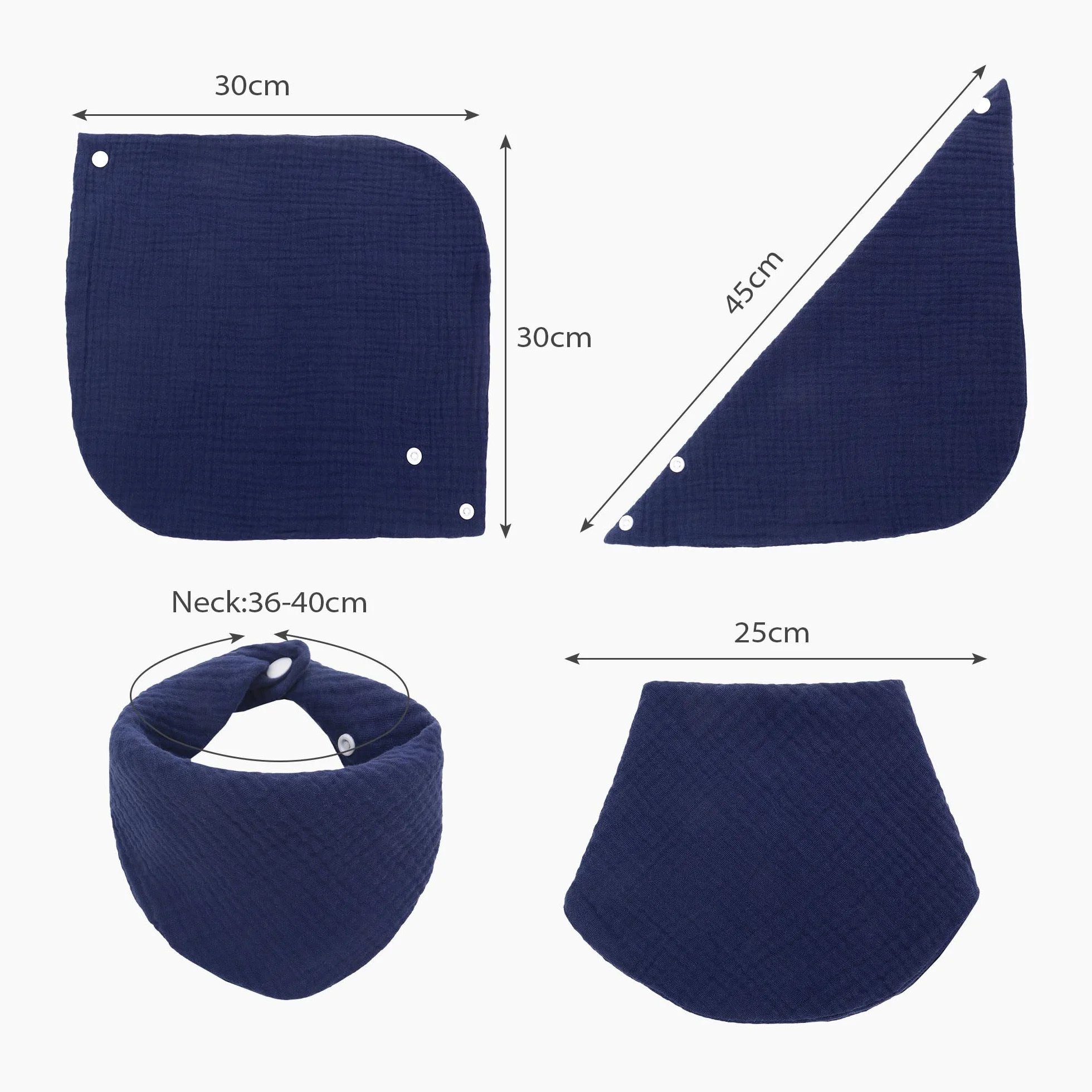 Baby Bandana Dribble śliniaczek, 4 sztuki, muślin, do ślinienia się i ząbkowania, super miękki i chłonny, dla niemowląt, chłopców, dziewcząt, unisex, regulowane guziki, odpowiednie dla dzieci w wieku