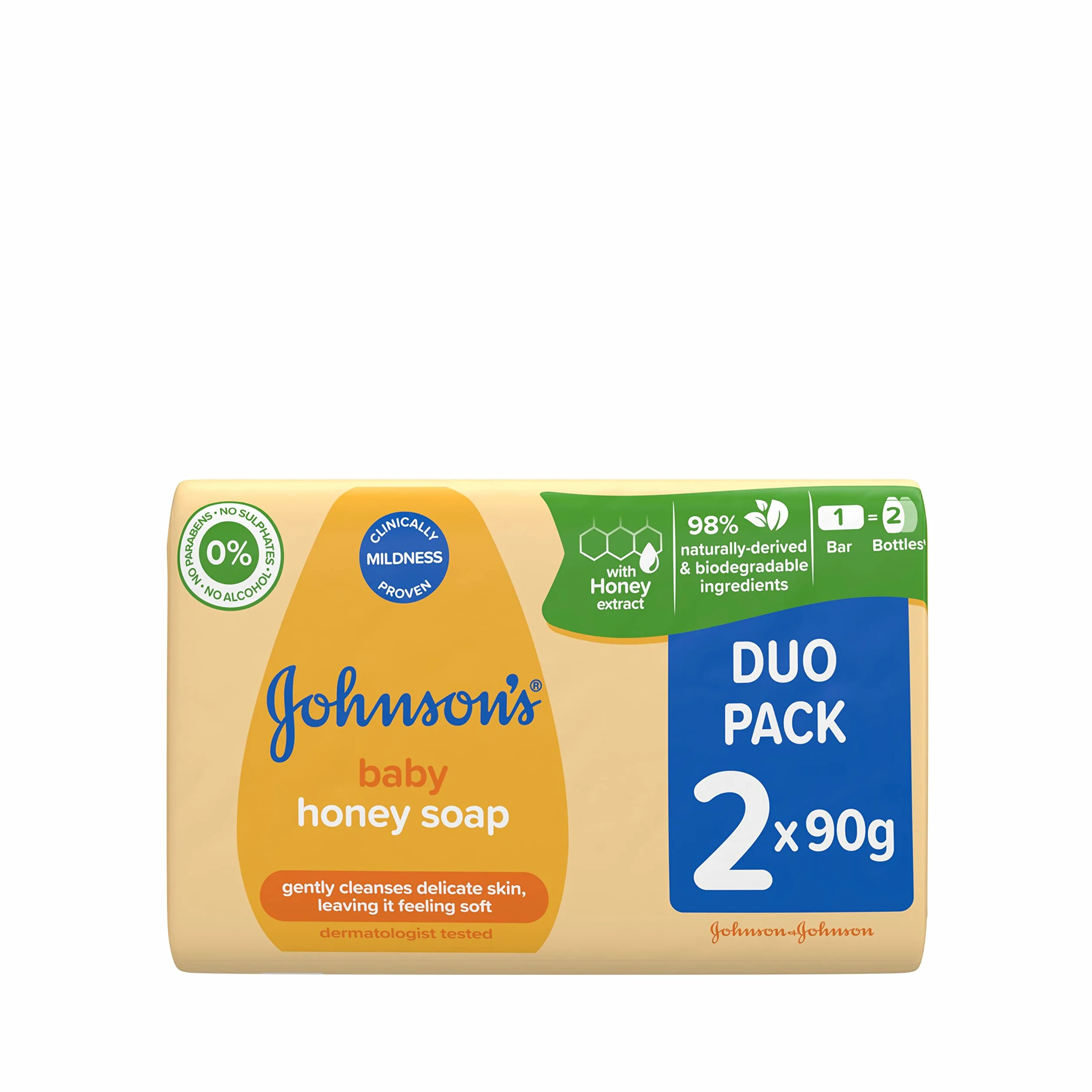 Johnson's Baby Mydło miodowe Duo, żółty, 90 g (2 sztuki)